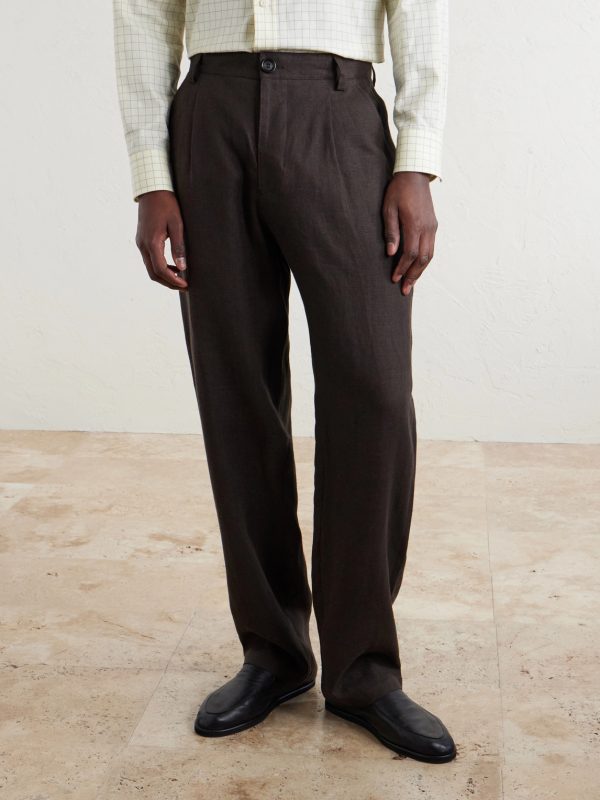 Coney Straight-Leg Pleated Linen Suit Trousers - FR Coney Straight-Leg Pleated Linen Suit Trousers - FR