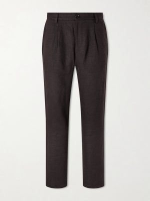 Coney Straight-Leg Pleated Linen Suit Trousers