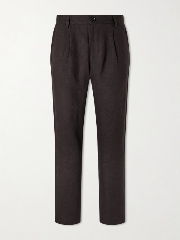 Coney Straight-Leg Pleated Linen Suit Trousers Coney Straight-Leg Pleated Linen Suit Trousers