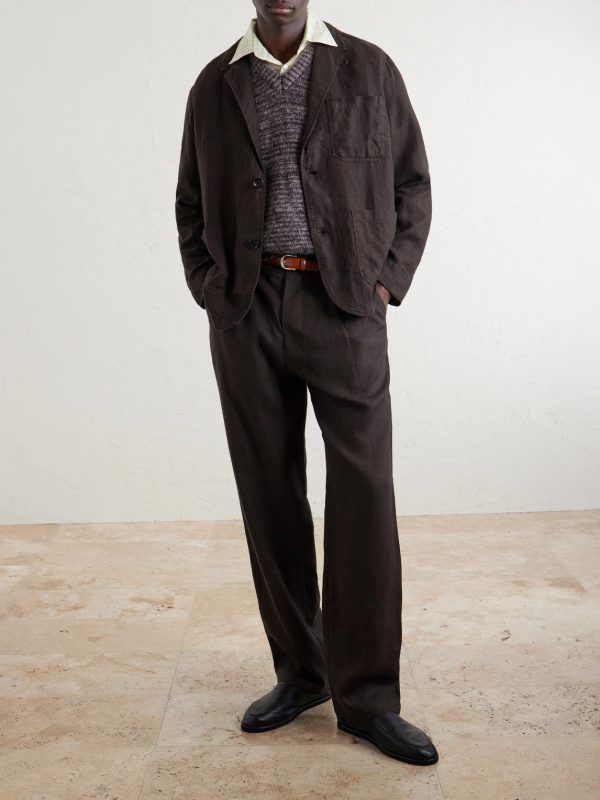 Coney Straight-Leg Pleated Linen Suit Trousers - OU Coney Straight-Leg Pleated Linen Suit Trousers - OU