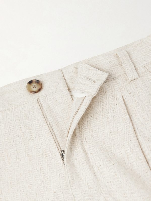 Morton Straight-Leg Pleated Cotton and Linen-Blend Trousers - E1 Morton Straight-Leg Pleated Cotton and Linen-Blend Trousers - E1