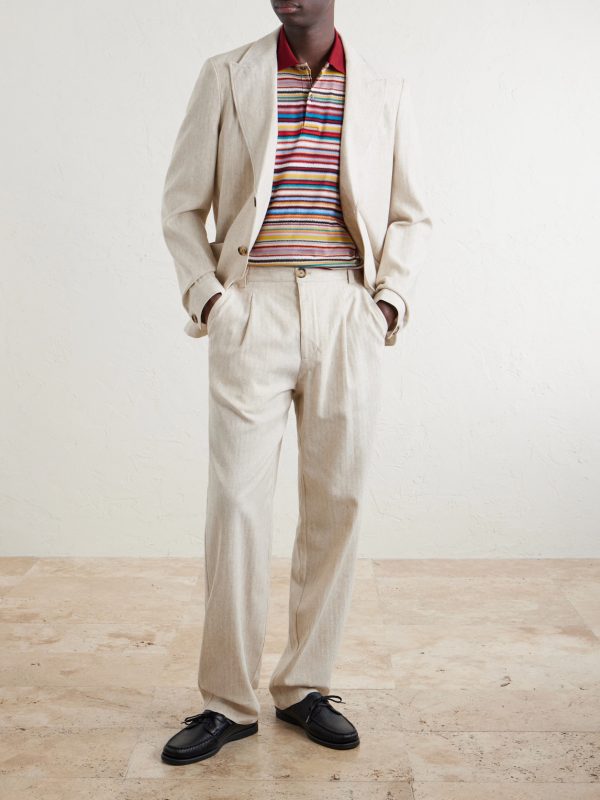 Morton Straight-Leg Pleated Cotton and Linen-Blend Trousers - OU Morton Straight-Leg Pleated Cotton and Linen-Blend Trousers - OU