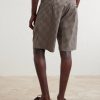 Leaman Straight-Leg Pleated Checked Cotton-Blend Shorts - BK Leaman Straight-Leg Pleated Checked Cotton-Blend Shorts - BK