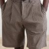 Leaman Straight-Leg Pleated Checked Cotton-Blend Shorts - CU Leaman Straight-Leg Pleated Checked Cotton-Blend Shorts - CU