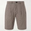 Leaman Straight-Leg Pleated Checked Cotton-Blend Shorts Leaman Straight-Leg Pleated Checked Cotton-Blend Shorts