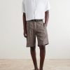 Leaman Straight-Leg Pleated Checked Cotton-Blend Shorts - OU Leaman Straight-Leg Pleated Checked Cotton-Blend Shorts - OU