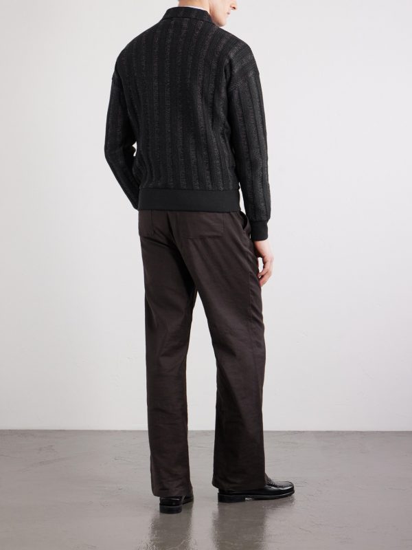Lorimer Cotton-Blend Jacquard Half-Zip Sweater - BK Lorimer Cotton-Blend Jacquard Half-Zip Sweater - BK