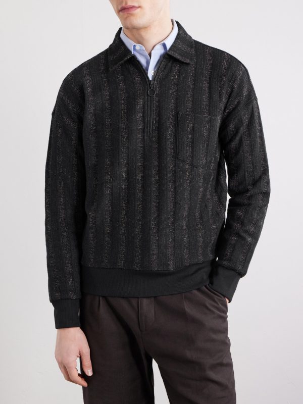 Lorimer Cotton-Blend Jacquard Half-Zip Sweater - FR Lorimer Cotton-Blend Jacquard Half-Zip Sweater - FR