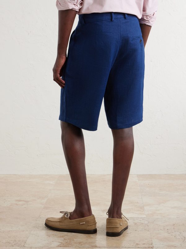 Coney Straight-Leg Pleated Linen Shorts - BK