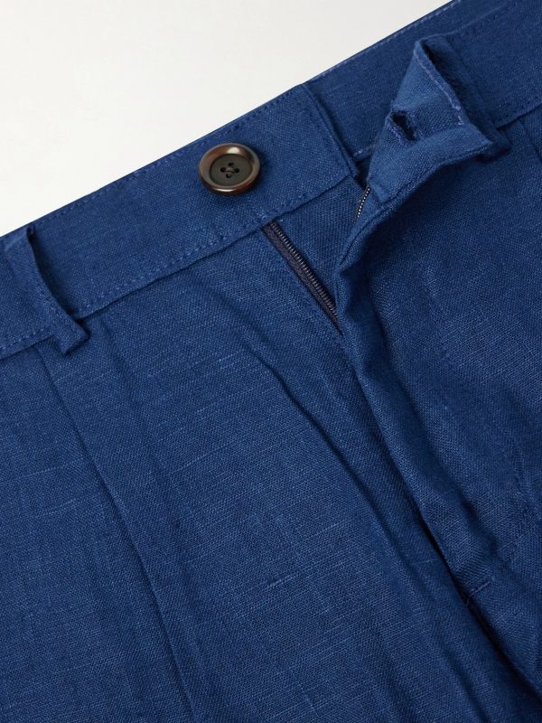 Coney Straight-Leg Pleated Linen Shorts - E1