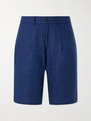 Coney Straight-Leg Pleated Linen Shorts