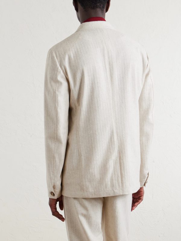 Tillman Herringbone Cotton and Linen-Blend Suit Jacket - BK