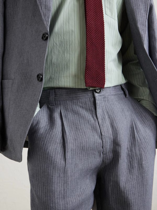 Morton Straight-Leg Pleated Striped Linen Suit Trousers - CU Morton Straight-Leg Pleated Striped Linen Suit Trousers - CU