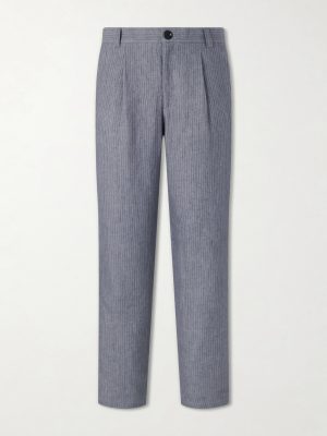 Morton Straight-Leg Pleated Striped Linen Suit Trousers Morton Straight-Leg Pleated Striped Linen Suit Trousers