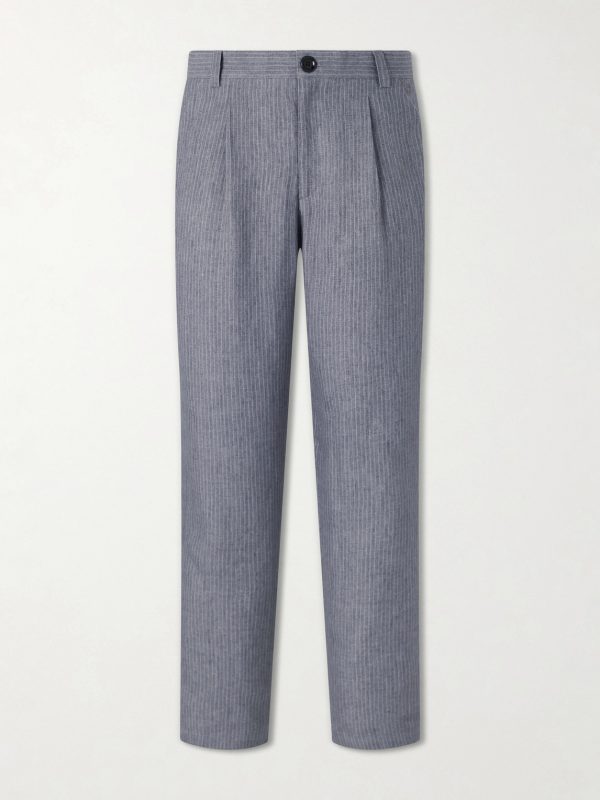 Morton Straight-Leg Pleated Striped Linen Suit Trousers Morton Straight-Leg Pleated Striped Linen Suit Trousers