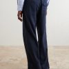 Oxford Straight-Leg Striped Linen Drawstring Trousers - BK Oxford Straight-Leg Striped Linen Drawstring Trousers - BK
