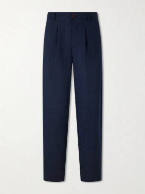Oxford Straight-Leg Striped Linen Drawstring Trousers Oxford Straight-Leg Striped Linen Drawstring Trousers