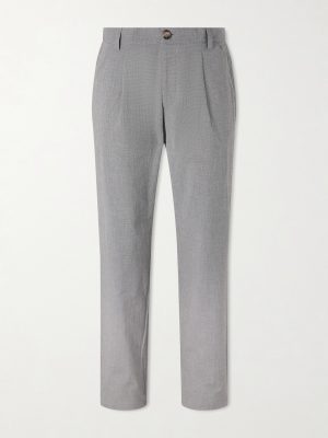 Morton Straight-Leg Pleated Checked Cotton-Blend Suit Trousers