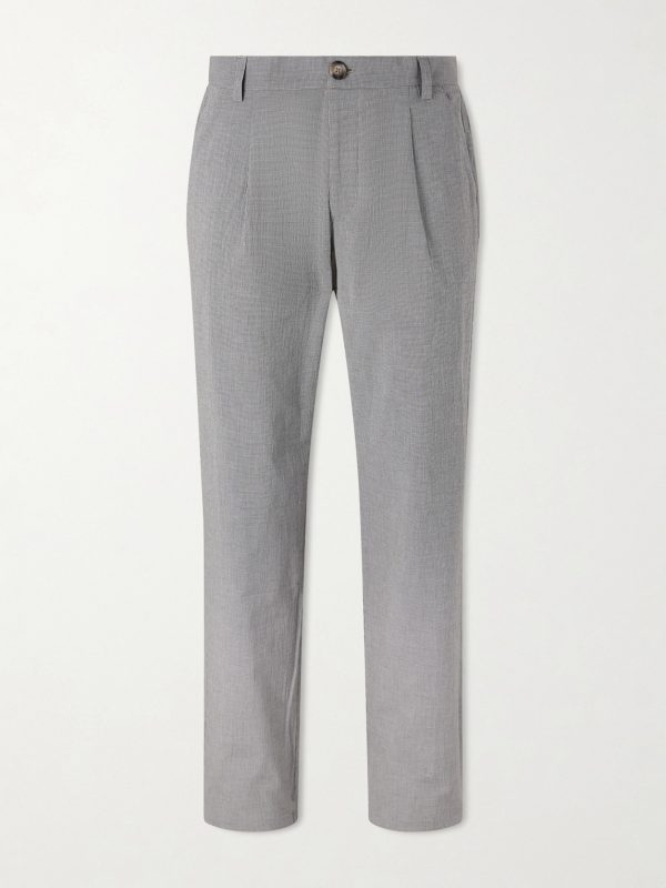 Morton Straight-Leg Pleated Checked Cotton-Blend Suit Trousers