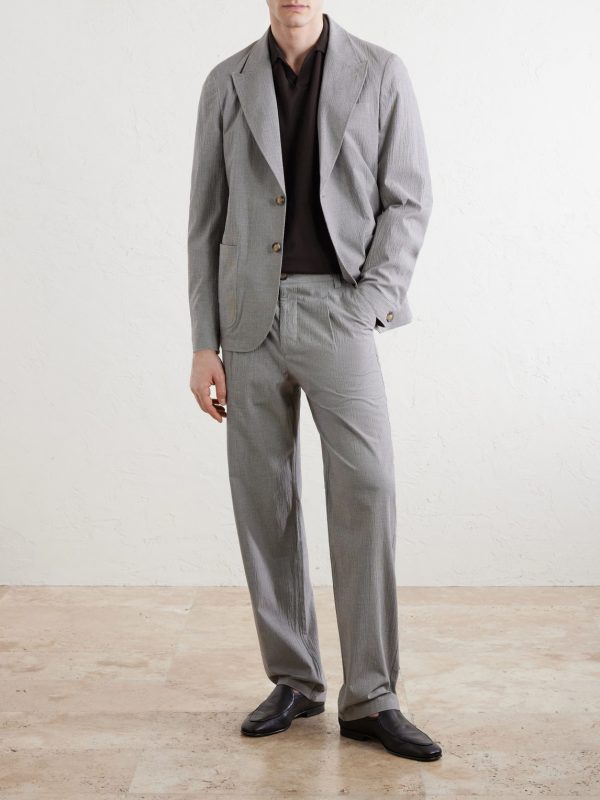 Morton Straight-Leg Pleated Checked Cotton-Blend Suit Trousers - OU