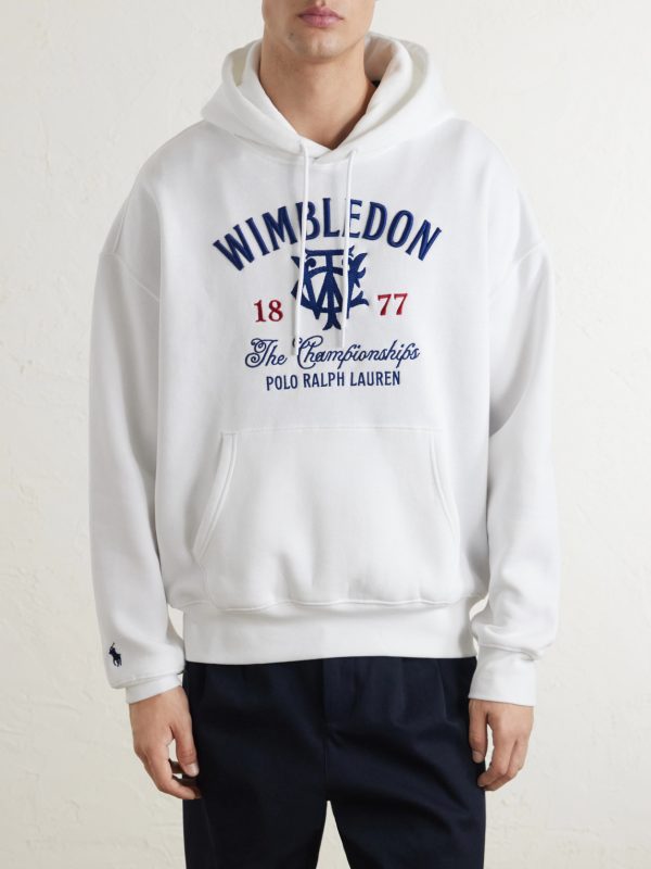 + Wimbledon Logo-Embroidered Cotton-Blend Hoodie - FR + Wimbledon Logo-Embroidered Cotton-Blend Hoodie - FR