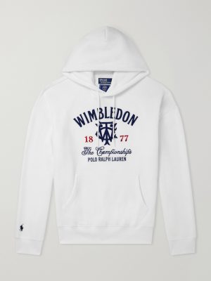 + Wimbledon Logo-Embroidered Cotton-Blend Hoodie + Wimbledon Logo-Embroidered Cotton-Blend Hoodie
