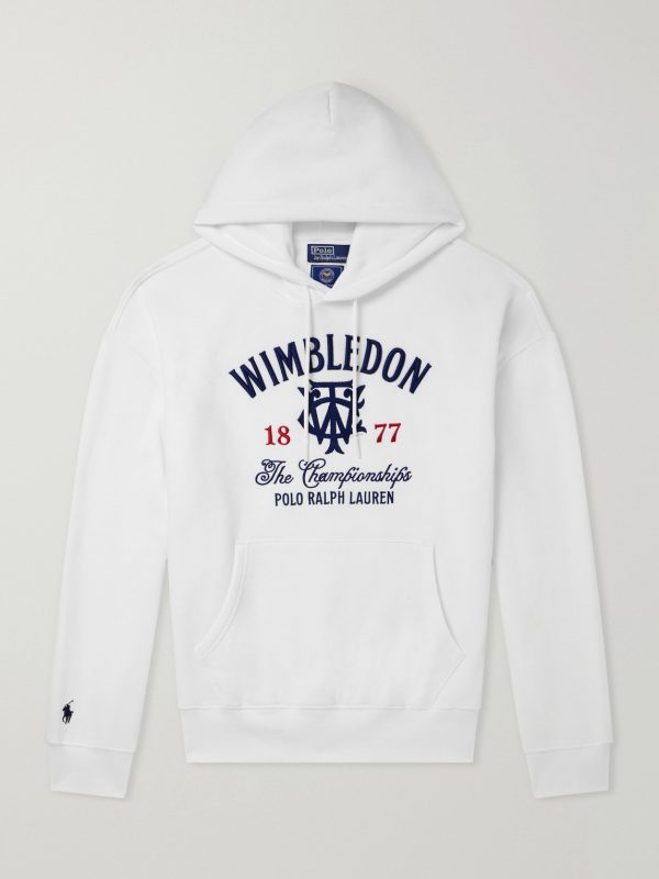 + Wimbledon Logo-Embroidered Cotton-Blend Hoodie + Wimbledon Logo-Embroidered Cotton-Blend Hoodie