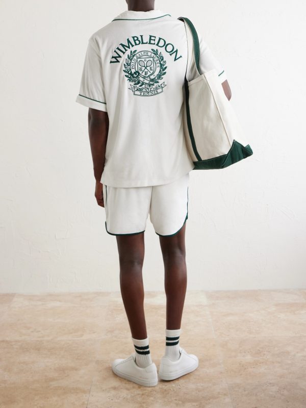 + Wimbledon Logo-Embroidered Cotton-Blend Terry Shirt - BK