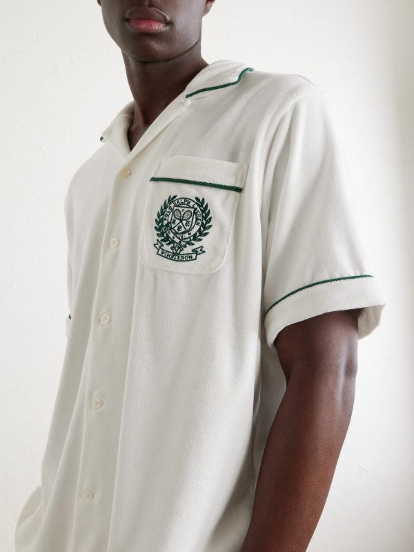 + Wimbledon Logo-Embroidered Cotton-Blend Terry Shirt - CU