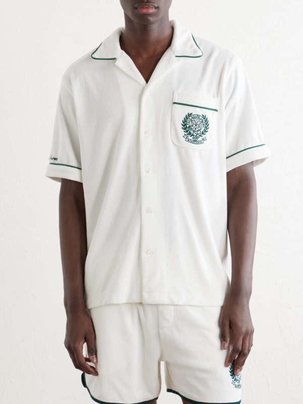 + Wimbledon Logo-Embroidered Cotton-Blend Terry Shirt - FR