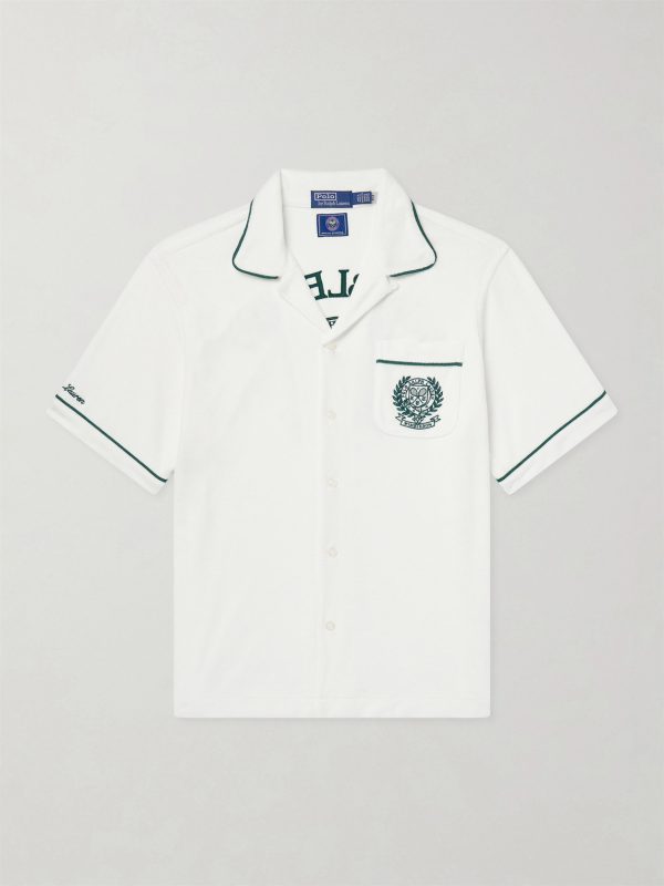 + Wimbledon Logo-Embroidered Cotton-Blend Terry Shirt