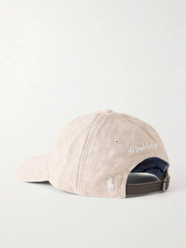 + Wimbledon Logo-Embroidered Linen Baseball Cap - BK + Wimbledon Logo-Embroidered Linen Baseball Cap - BK