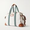 + Wimbledon Leather-Trimmed Canvas Tote Bag - BK + Wimbledon Leather-Trimmed Canvas Tote Bag - BK