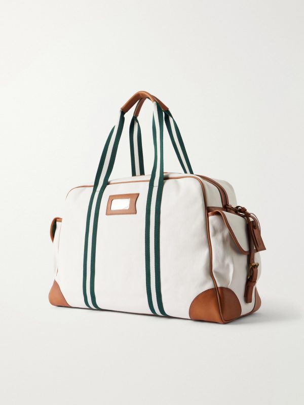 + Wimbledon Leather-Trimmed Canvas Tote Bag - BK + Wimbledon Leather-Trimmed Canvas Tote Bag - BK
