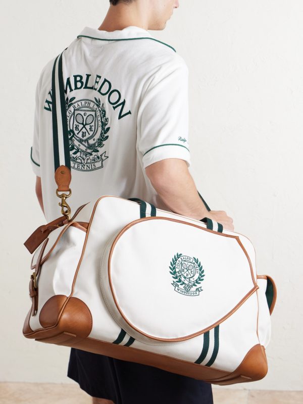 + Wimbledon Leather-Trimmed Canvas Tote Bag - FR + Wimbledon Leather-Trimmed Canvas Tote Bag - FR