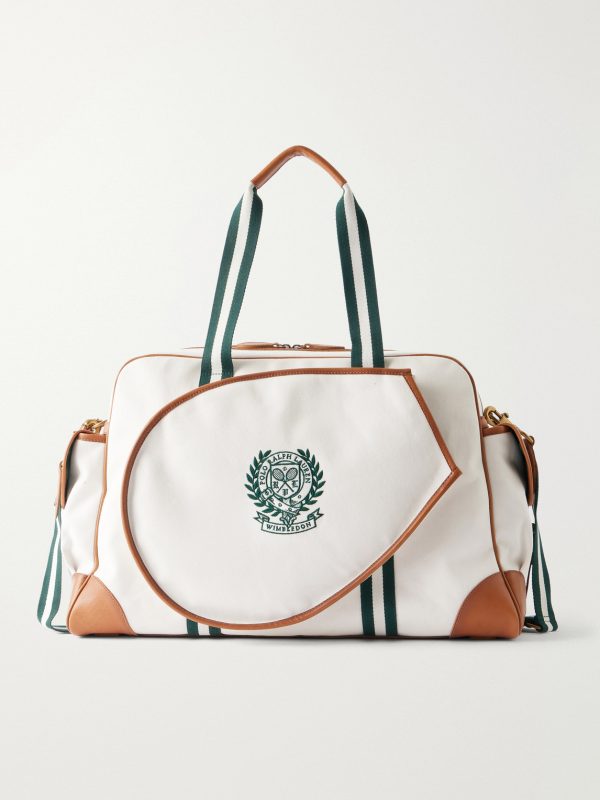 + Wimbledon Leather-Trimmed Canvas Tote Bag + Wimbledon Leather-Trimmed Canvas Tote Bag