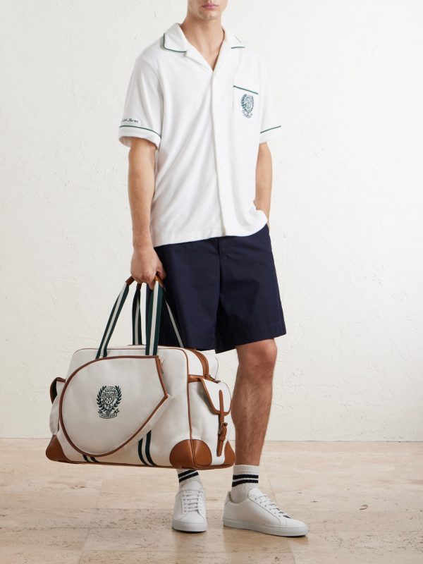 + Wimbledon Leather-Trimmed Canvas Tote Bag - OU + Wimbledon Leather-Trimmed Canvas Tote Bag - OU