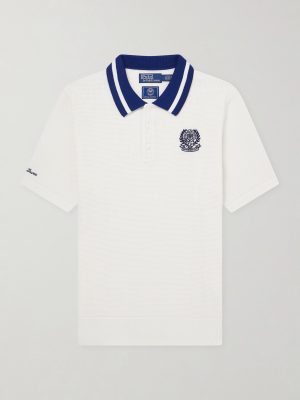 +Wimbledon Embroidered Cotton-Knitted Shirt +Wimbledon Embroidered Cotton-Knitted Shirt