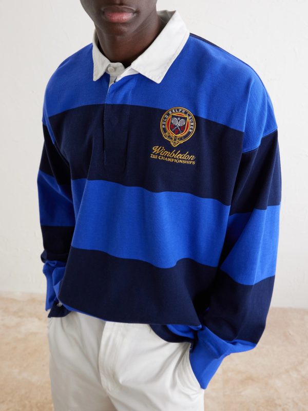 + Wimbledon Logo-Embroidered Striped Cotton Polo-Shirt - CU