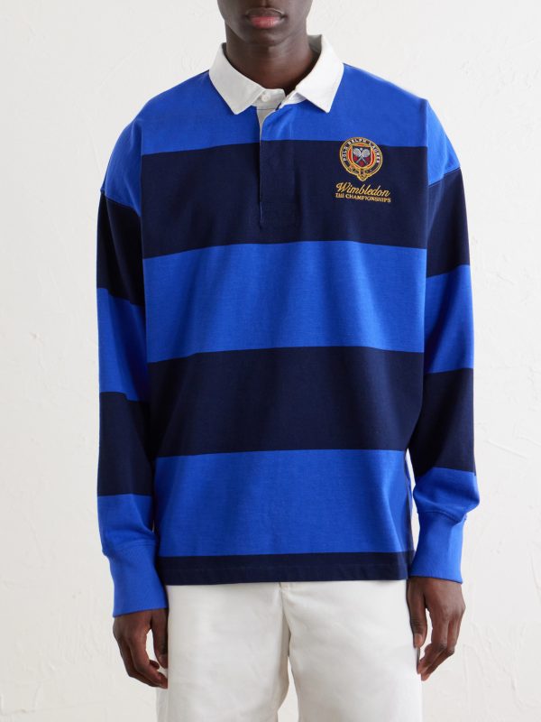 + Wimbledon Logo-Embroidered Striped Cotton Polo-Shirt - FR