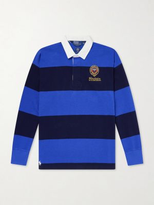 + Wimbledon Logo-Embroidered Striped Cotton Polo-Shirt + Wimbledon Logo-Embroidered Striped Cotton Polo-Shirt