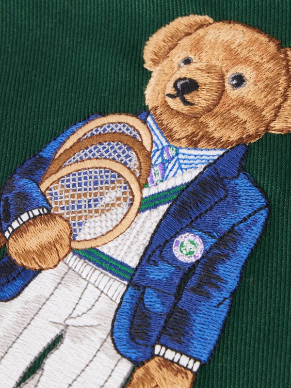 + Wimbledon Embroidered Leather-Trim Medium Cotton Tote Bag - CU + Wimbledon Embroidered Leather-Trim Medium Cotton Tote Bag - CU