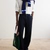 + Wimbledon Embroidered Leather-Trim Medium Cotton Tote Bag - FR + Wimbledon Embroidered Leather-Trim Medium Cotton Tote Bag - FR