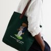 + Wimbledon Embroidered Leather-Trim Medium Cotton Tote Bag - OU + Wimbledon Embroidered Leather-Trim Medium Cotton Tote Bag - OU