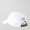 + Wimbledon Logo-Embroidered Leather-Trimmed Cotton-Twill Baseball Cap - BK