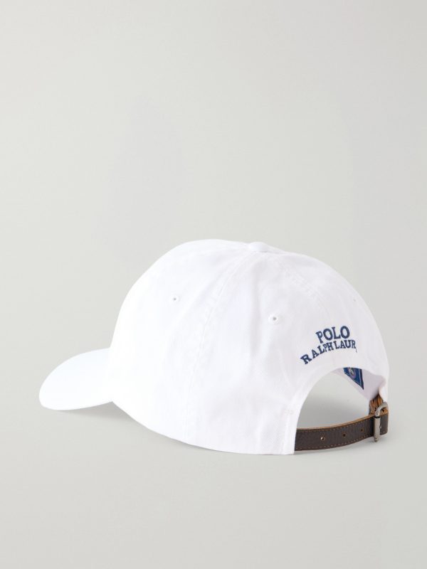 + Wimbledon Logo-Embroidered Leather-Trimmed Cotton-Twill Baseball Cap - BK