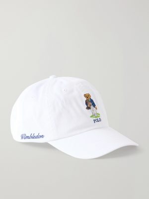 + Wimbledon Logo-Embroidered Leather-Trimmed Cotton-Twill Baseball Cap