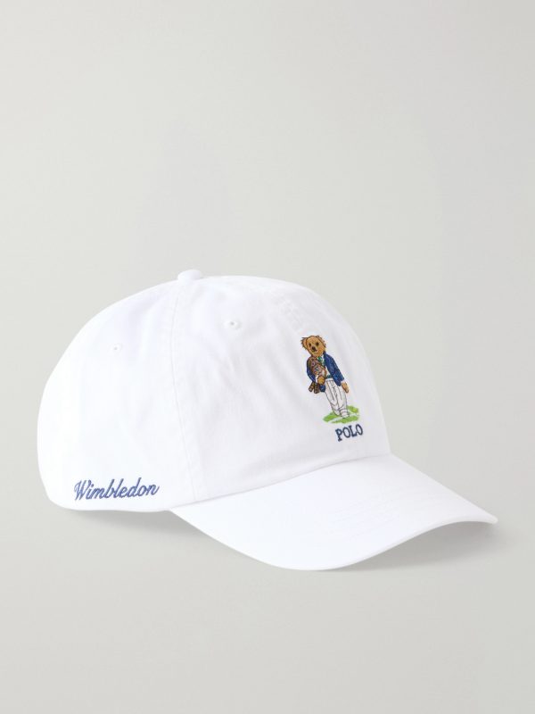 + Wimbledon Logo-Embroidered Leather-Trimmed Cotton-Twill Baseball Cap