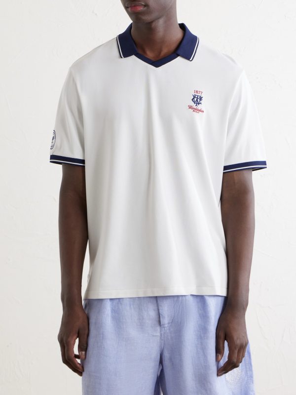 + Wimbledon Logo-Embroidered Piqué Polo Shirt - FR