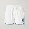 + Wimbledon Embroidered Straight-Leg Cotton-Blend Shorts + Wimbledon Embroidered Straight-Leg Cotton-Blend Shorts